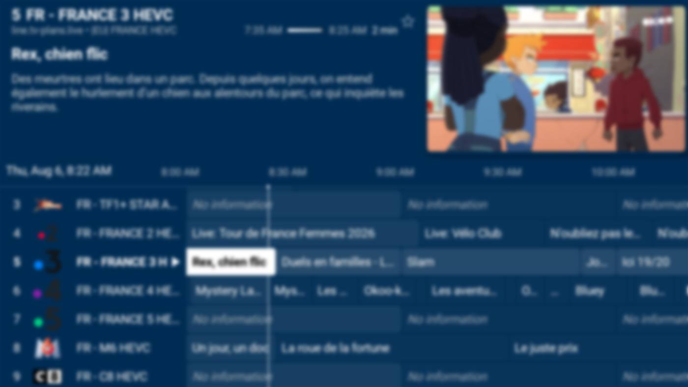 TellyNite EPG guide on TV